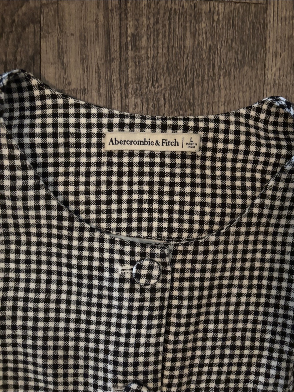 Abercrombie & Fitch Linen Buttoned Vest - Black and White Gingham - Size Large - Picture 2 of 3